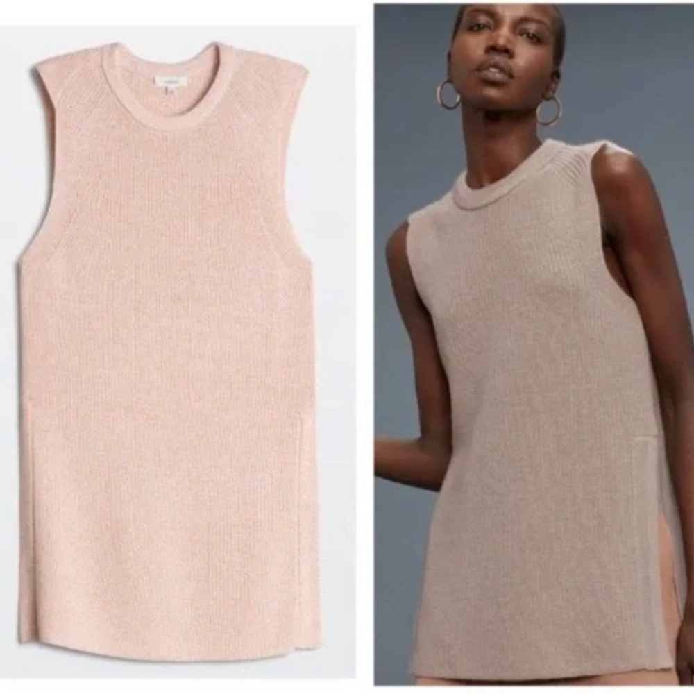 Aritzia Wilfred Palmier Ribbed Knit Sweater Sleeveless Tunic Sweater Top Sz XXS
